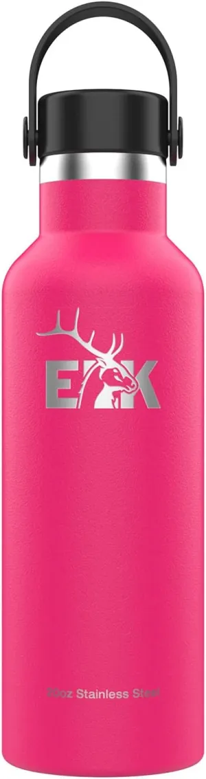 ELK Insulated Water Bottle with Standard Mouth Flex Lid - Double Wall Stainless Steel, Dishwasher Safe - Keep Drinks Cold or Hot for Hours - BPA-Free & Phthalate-Free Hydration (Watermelon, 20 Oz)