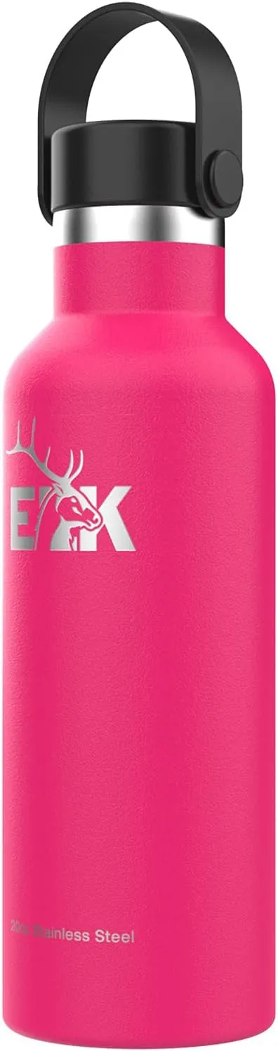 ELK Insulated Water Bottle with Standard Mouth Flex Lid - Double Wall Stainless Steel, Dishwasher Safe - Keep Drinks Cold or Hot for Hours - BPA-Free & Phthalate-Free Hydration (Watermelon, 20 Oz)