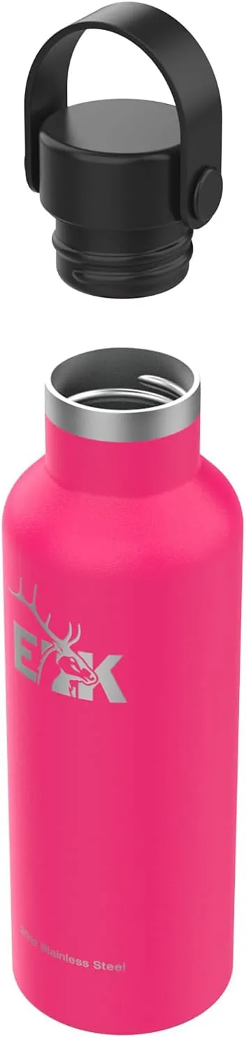 ELK Insulated Water Bottle with Standard Mouth Flex Lid - Double Wall Stainless Steel, Dishwasher Safe - Keep Drinks Cold or Hot for Hours - BPA-Free & Phthalate-Free Hydration (Watermelon, 20 Oz)