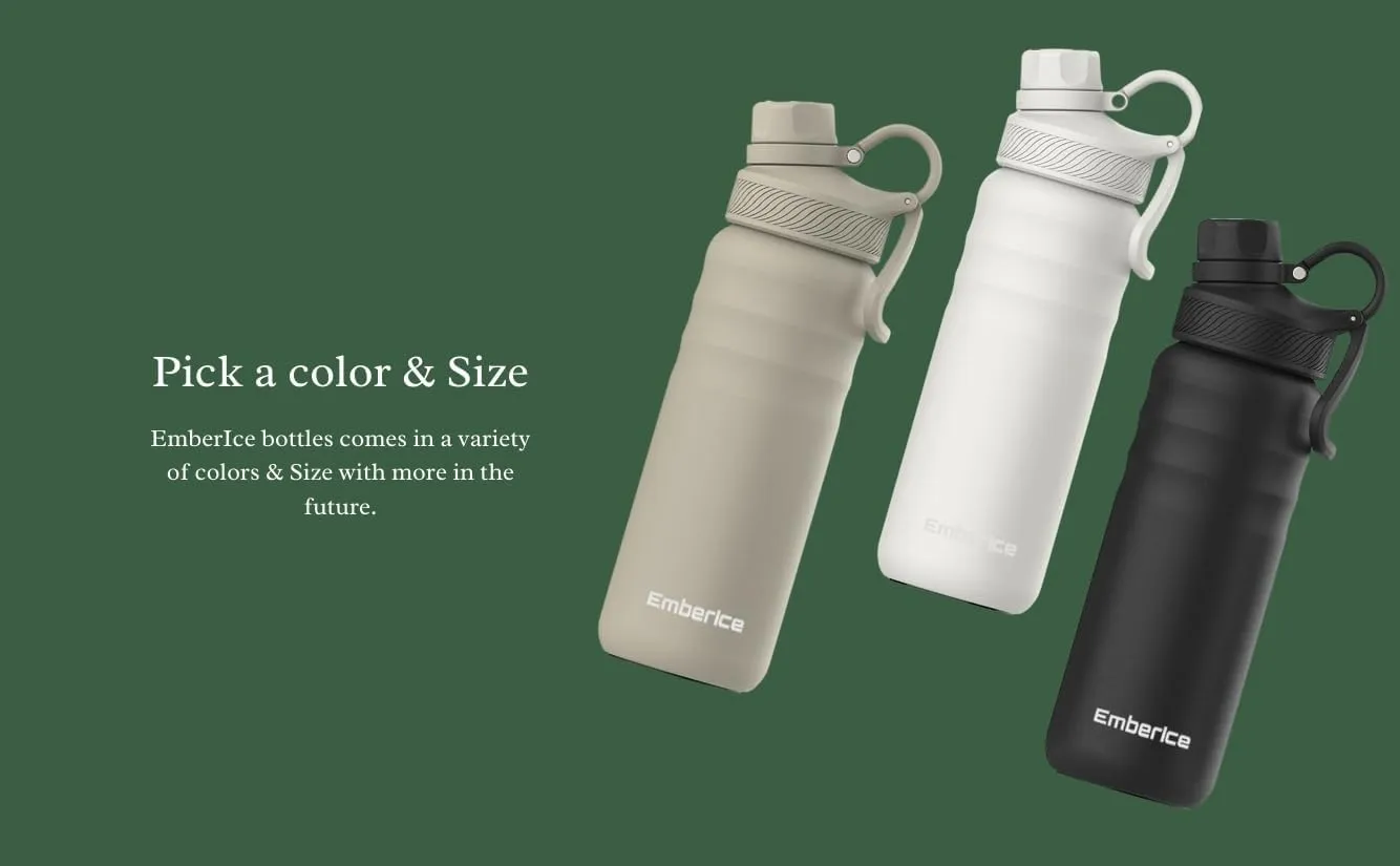 EmberIce double wall Insulated Stainless Steel Water Bottle with Straw, Lid, 12hr Hot and 24hr Cold Drinks, 24 oz (Yellow, 24 oz)