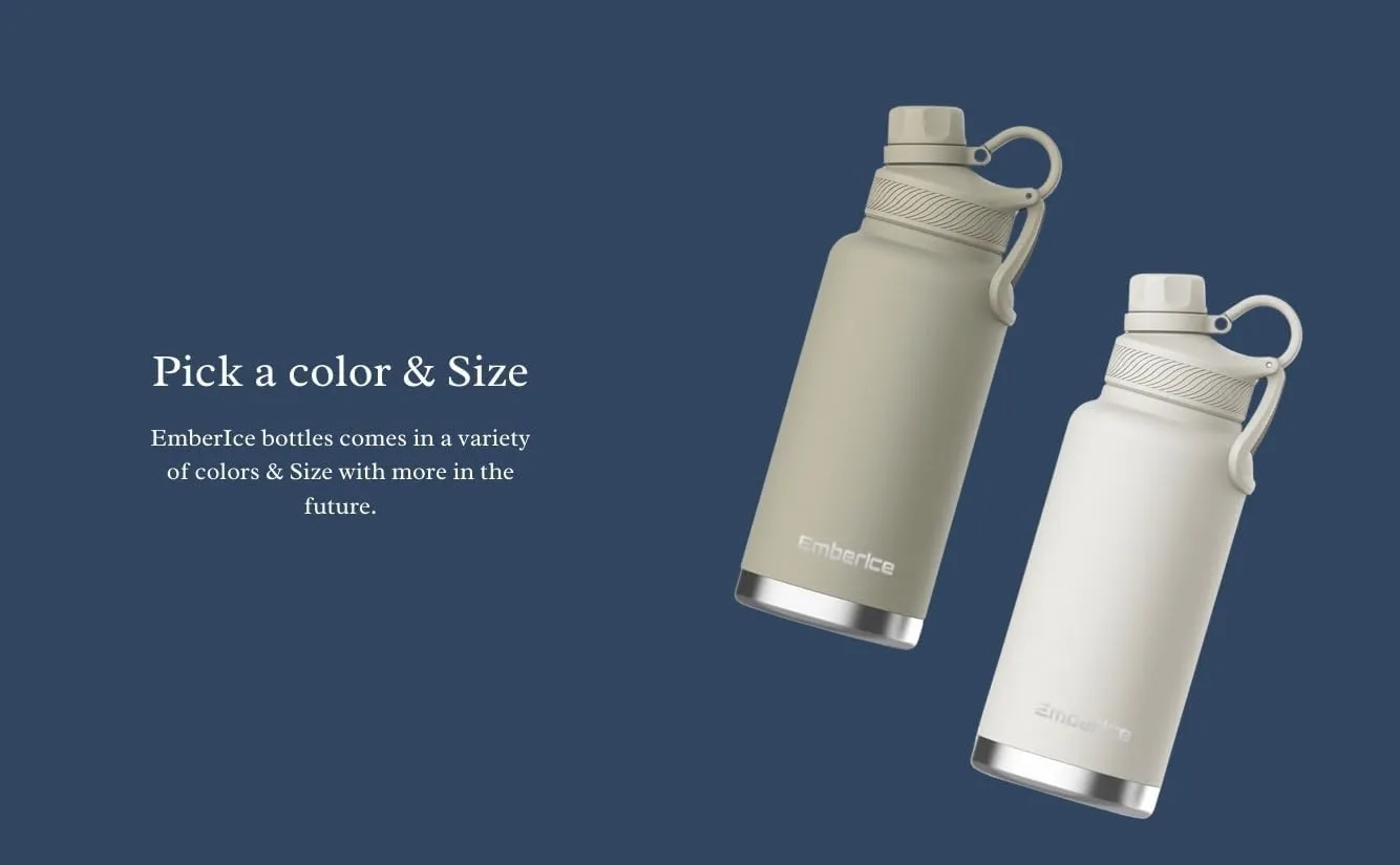 EmberIce double wall Insulated Stainless Steel Water Bottle with Straw, Lid, 12hr Hot and 24hr Cold Drinks, 32 oz (Navy, 32 oz)