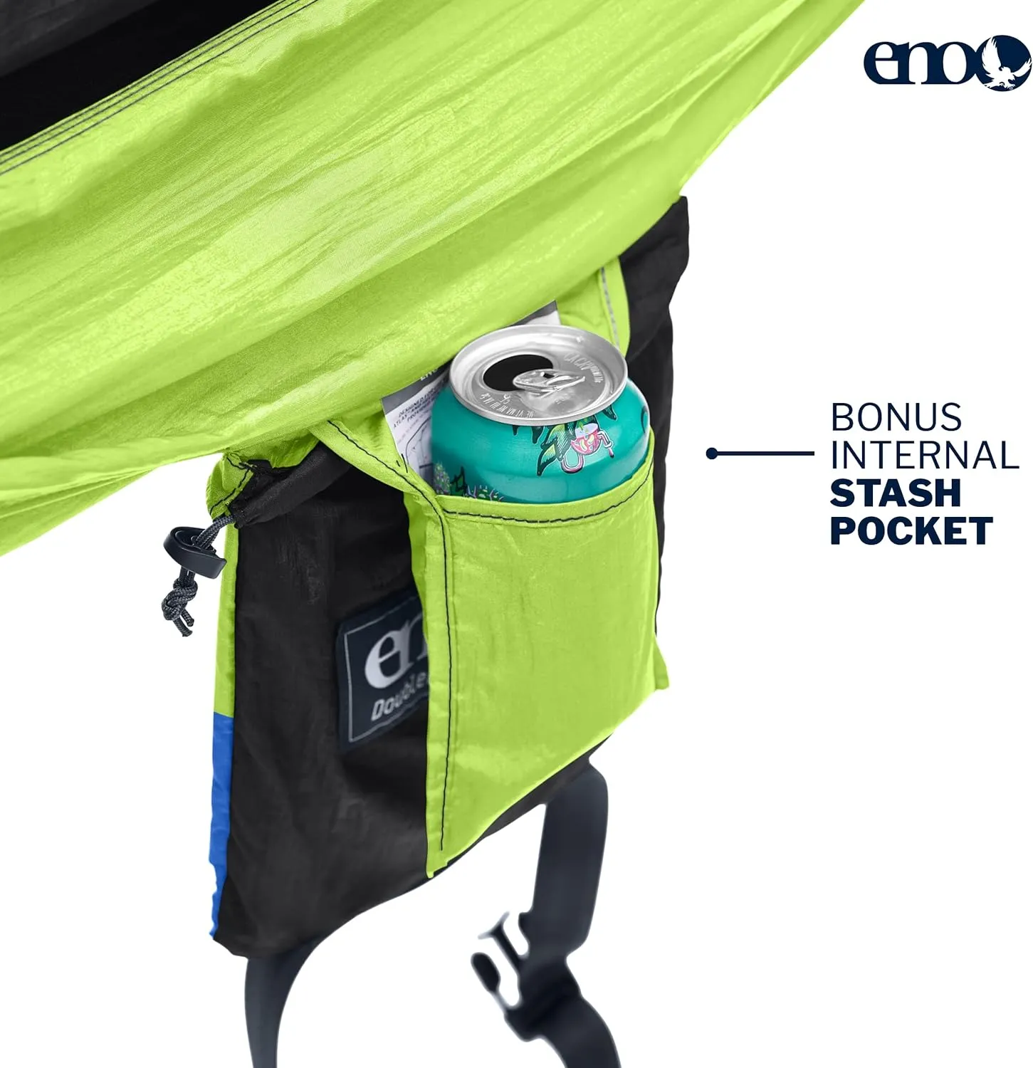 ENO DoubleNest Hammock - Lightweight, Portable, 1 to 2 Person Hammock - for Camping, Hiking, Backpacking, Travel, a Festival, or The Beach - Chartreuse/Black/Royal