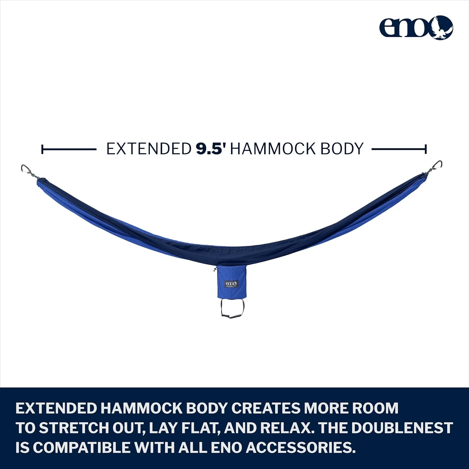 ENO, Eagles Nest Outfitters DoubleNest Lightweight Camping Hammock, 1 to 2 Person, Royal/Navy