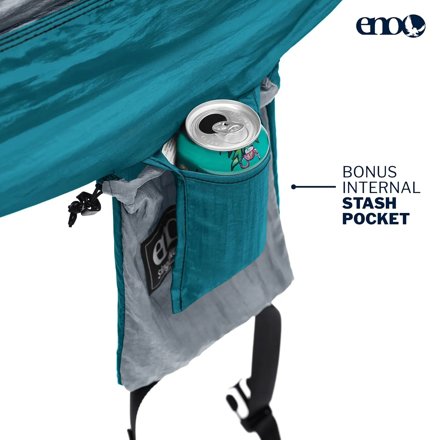 ENO SingleNest Hammock - Lightweight, 1 Person Portable Hammock - for Camping, Hiking, Backpacking, Travel, a Festival, or The Beach - Grey/Seafoam