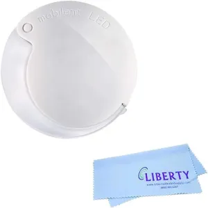 Eschenbach Mobilent LED Pocket Magnifier - Compact Size Folding Handheld Magnifying Lens with LED Light | 4X, 7X, or 10x Magnification | Includes Lanyard and Liberty Microfiber Cloth (4X)