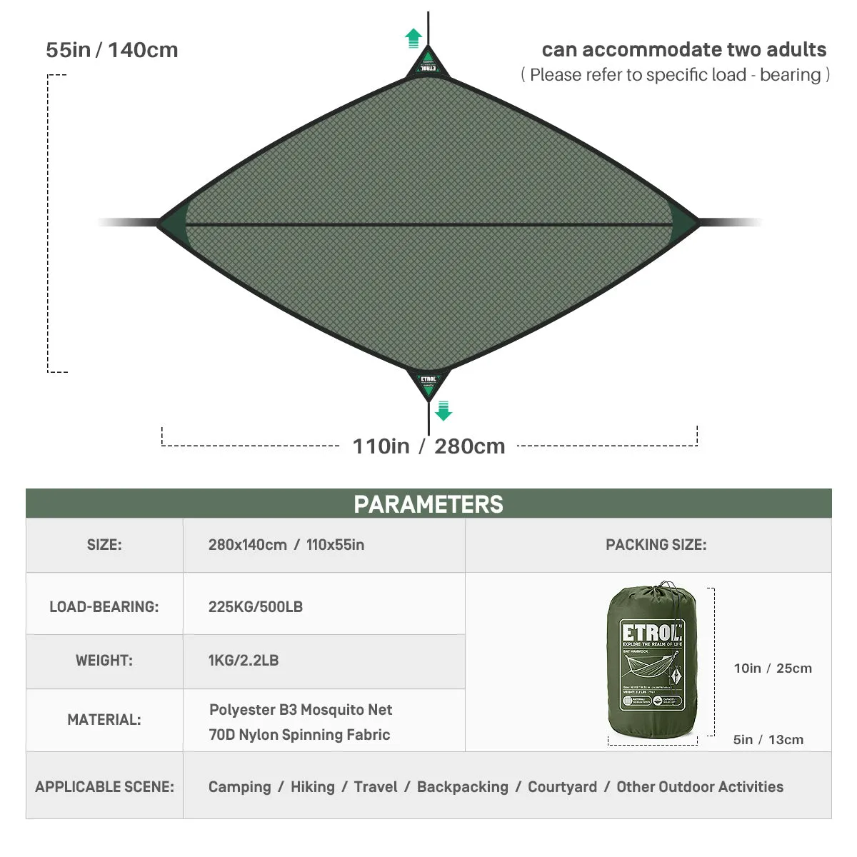 Etrol Bat Hammock - Grey