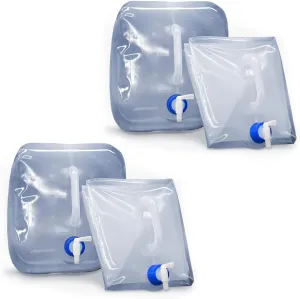 EvaClean Collapsible Water Containers with Spigot 5.3 Gal - Portable, Reusable - BPA Free, Foldable, Leak-Proof Camping Water Jug for Outdoors, Hiking, Survival Kit, and Emergency Preparedness 4-Pack