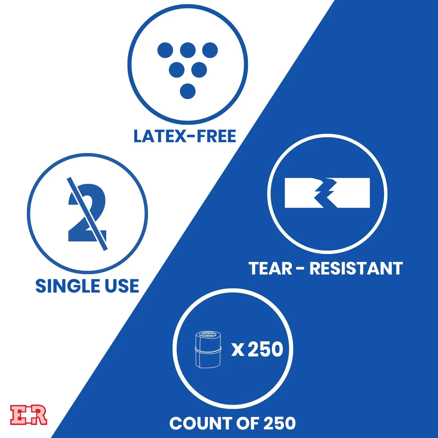 Ever Ready First Aid Disposable Tourniquets – 250 Pack, Latex-Free First Aid Nursing Supplies, 1” Wide by 18" Long Anti-Tear Single Use Tourniquets for Travel and Home Use