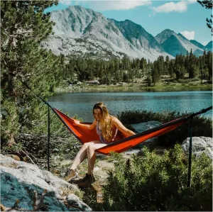 Evergreen Lightweight Outdoor Portable Camping Hammock - Single & Double with Tree Straps for Backpacking, Camping, Travel, Hiking (Double, Red)