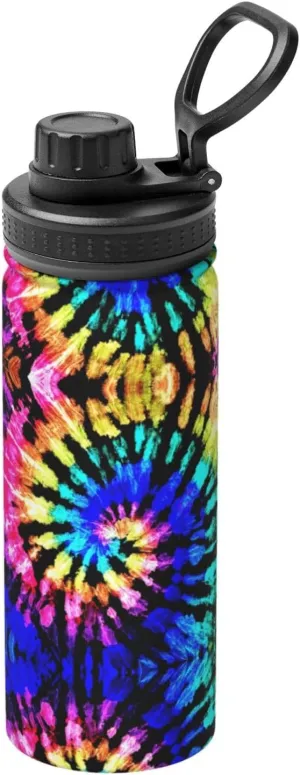Exotic Tribe Tie Dye Style Sports Insulated Water Bottle - Premium 18 oz. Stainless Steel Hydration Bottle for Outdoor Enthusiasts