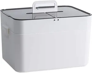 Extra Large Capacity Family First Aid Kit Box, Two-Layer Medical Storage Box for Medicine, Household & Outdoor Use, 11.2"x8.2"x8.2", White
