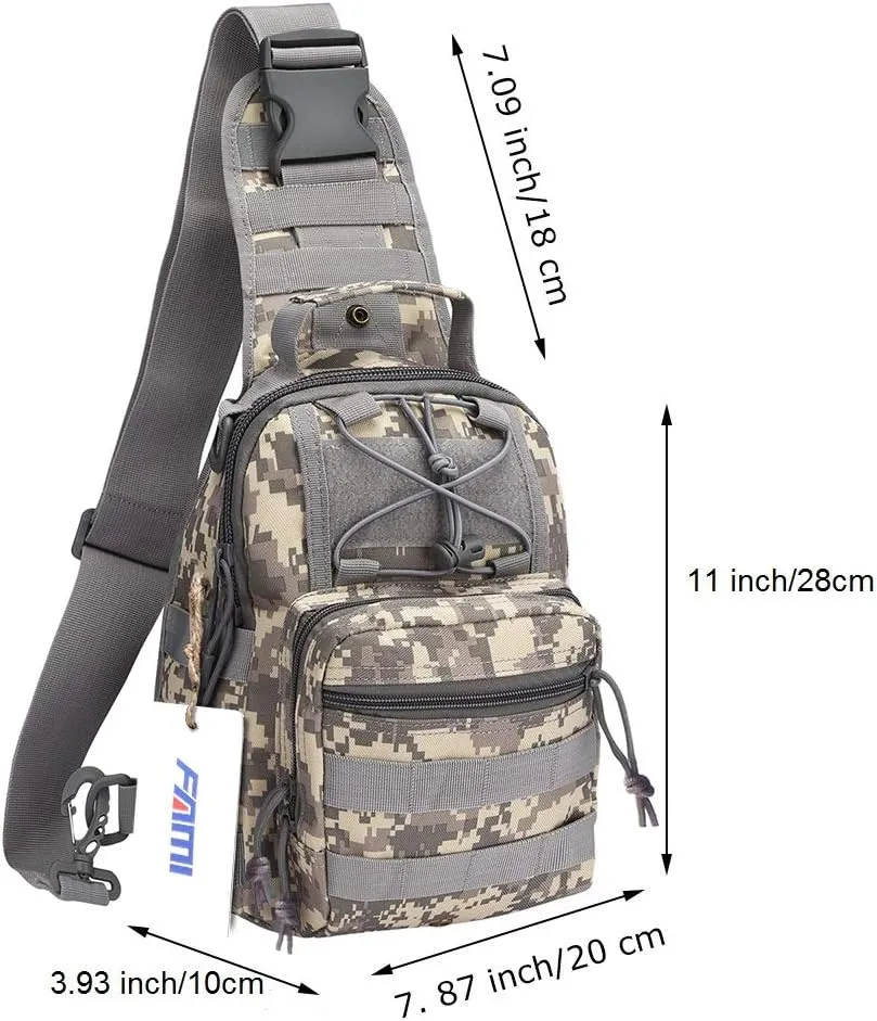 FAMI Outdoor Tactical Bag Backpack, Military Sport Bag Pack Sling Shoulder Backpack Tactical Satchel for Every Day Carry (ACU)