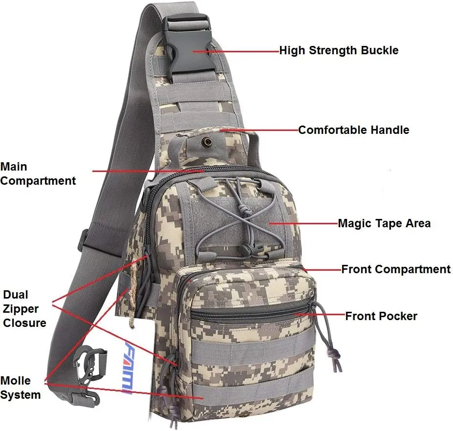 FAMI Outdoor Tactical Bag Backpack, Military Sport Bag Pack Sling Shoulder Backpack Tactical Satchel for Every Day Carry (ACU)