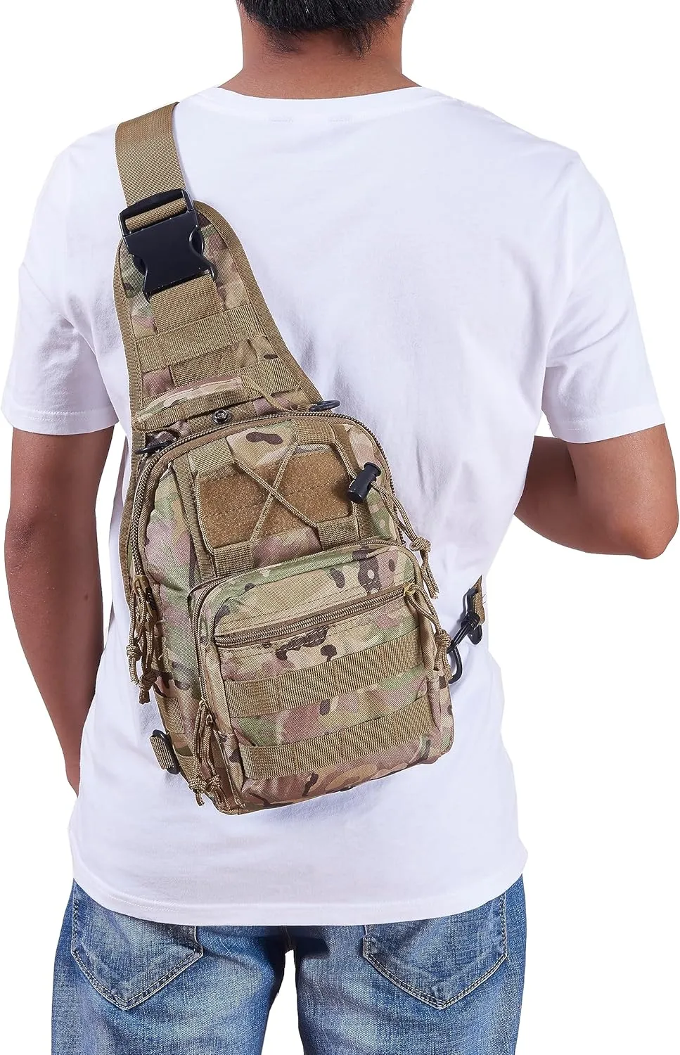 FAMI Outdoor Tactical Bag Backpack, Military Sport Bag Pack Sling Shoulder Backpack Tactical Satchel for Every Day Carry (CP)