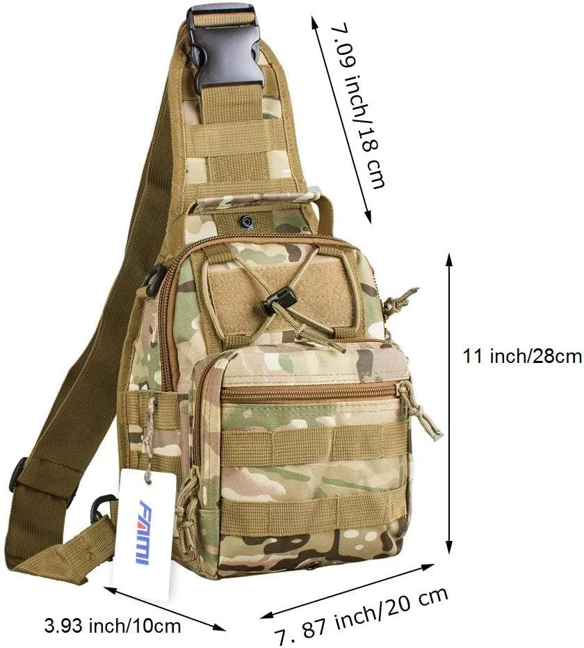 FAMI Outdoor Tactical Bag Backpack, Military Sport Bag Pack Sling Shoulder Backpack Tactical Satchel for Every Day Carry (CP)