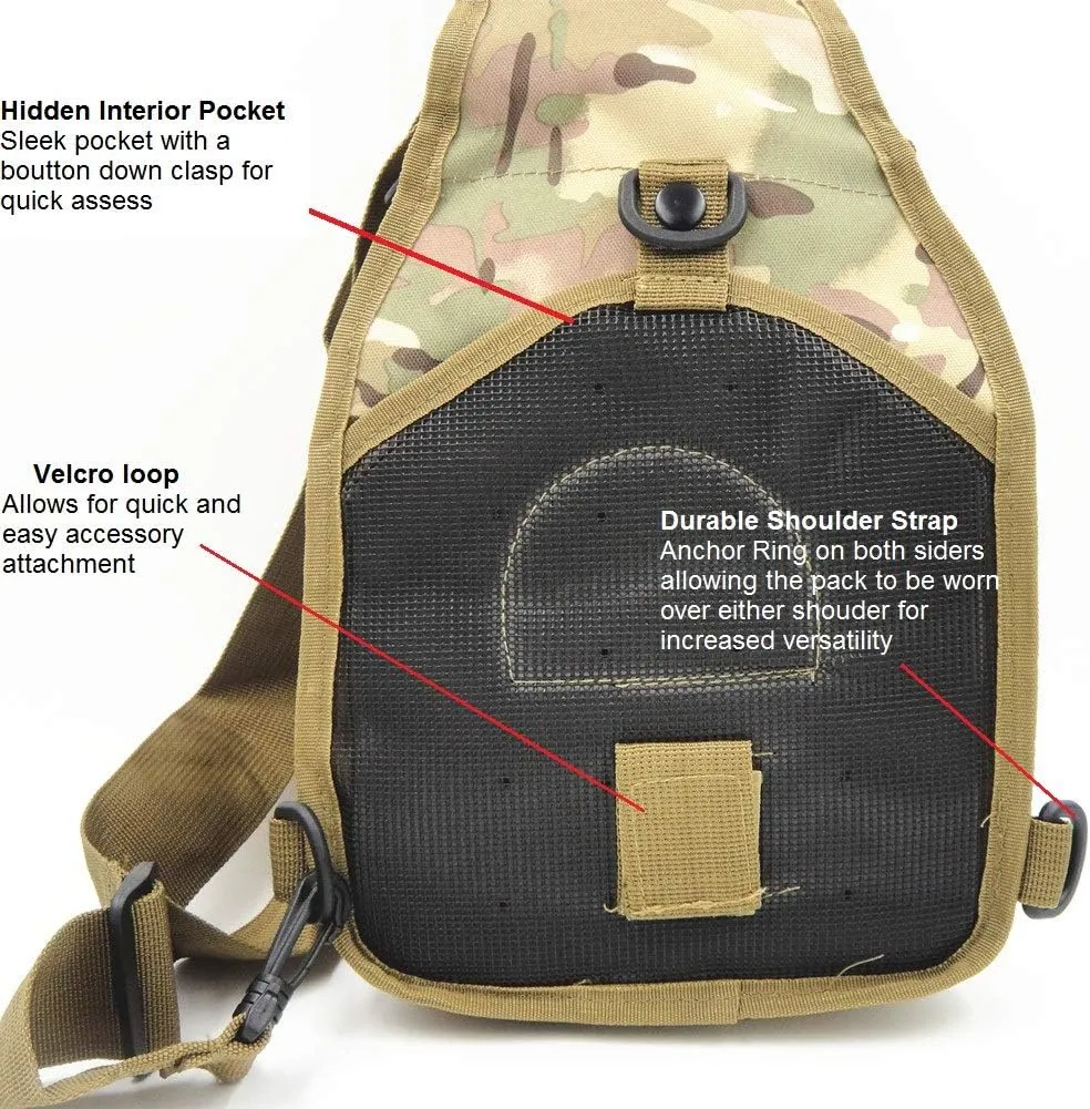 FAMI Outdoor Tactical Bag Backpack, Military Sport Bag Pack Sling Shoulder Backpack Tactical Satchel for Every Day Carry (CP)