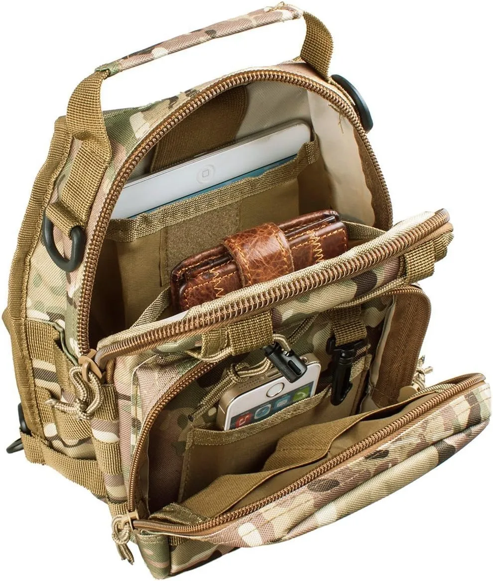 FAMI Outdoor Tactical Bag Backpack, Military Sport Bag Pack Sling Shoulder Backpack Tactical Satchel for Every Day Carry (CP)
