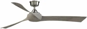 Fanimation Wrap Custom - 3 Blade Ceiling Fan - 15.96 Inches Tall And 64 Inches Wide - Brushed Nickel Finish - Weathered Wood Blade Color