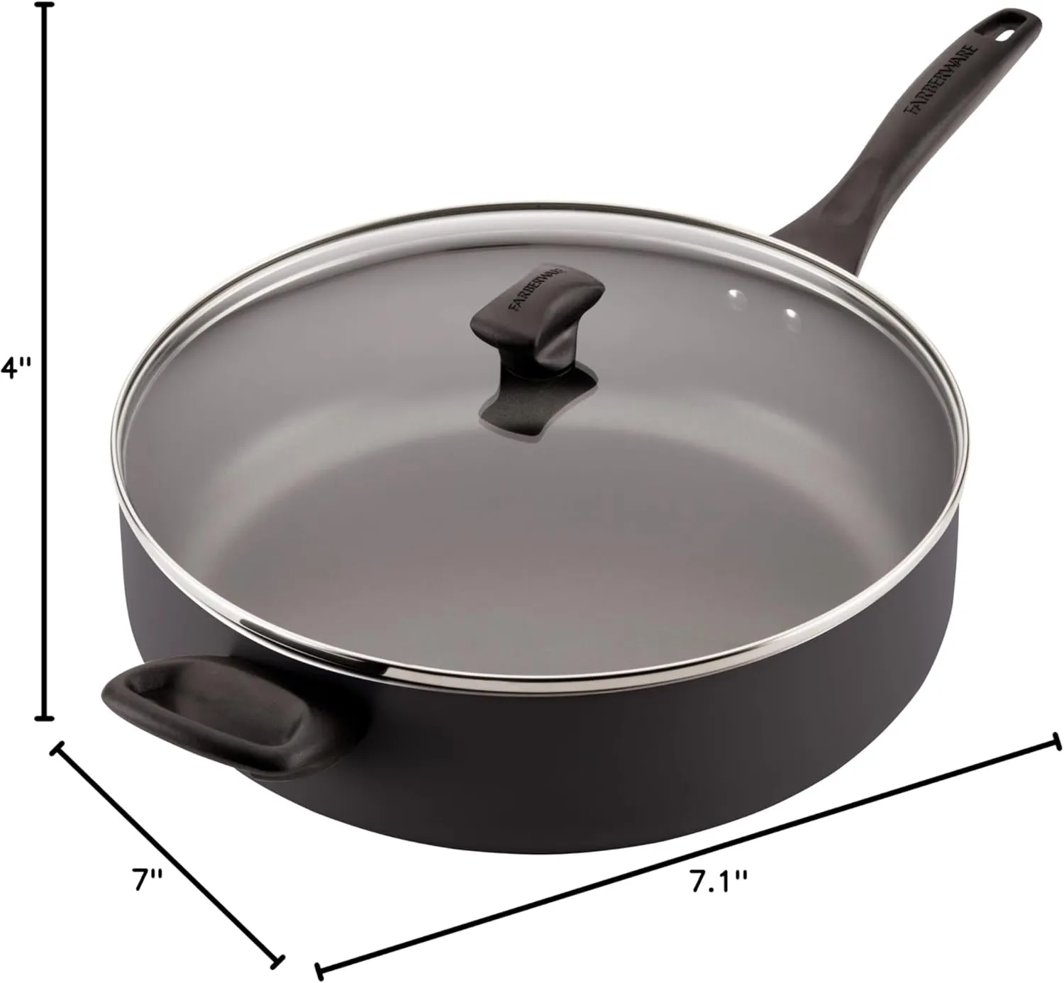 Farberware Dishwasher Safe Nonstick Jumbo Cooker/Saute Pan with Helper Handle - 6 Quart, Black