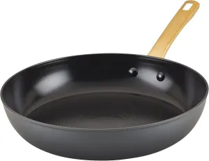 Farberware Forged Induction Ceramic Cookware Nonstick Frying Pan/Skillet, Dishwasher Safe, Suitable for All Stovetops, 12.25 Inch Fry Pan - Black and Gold