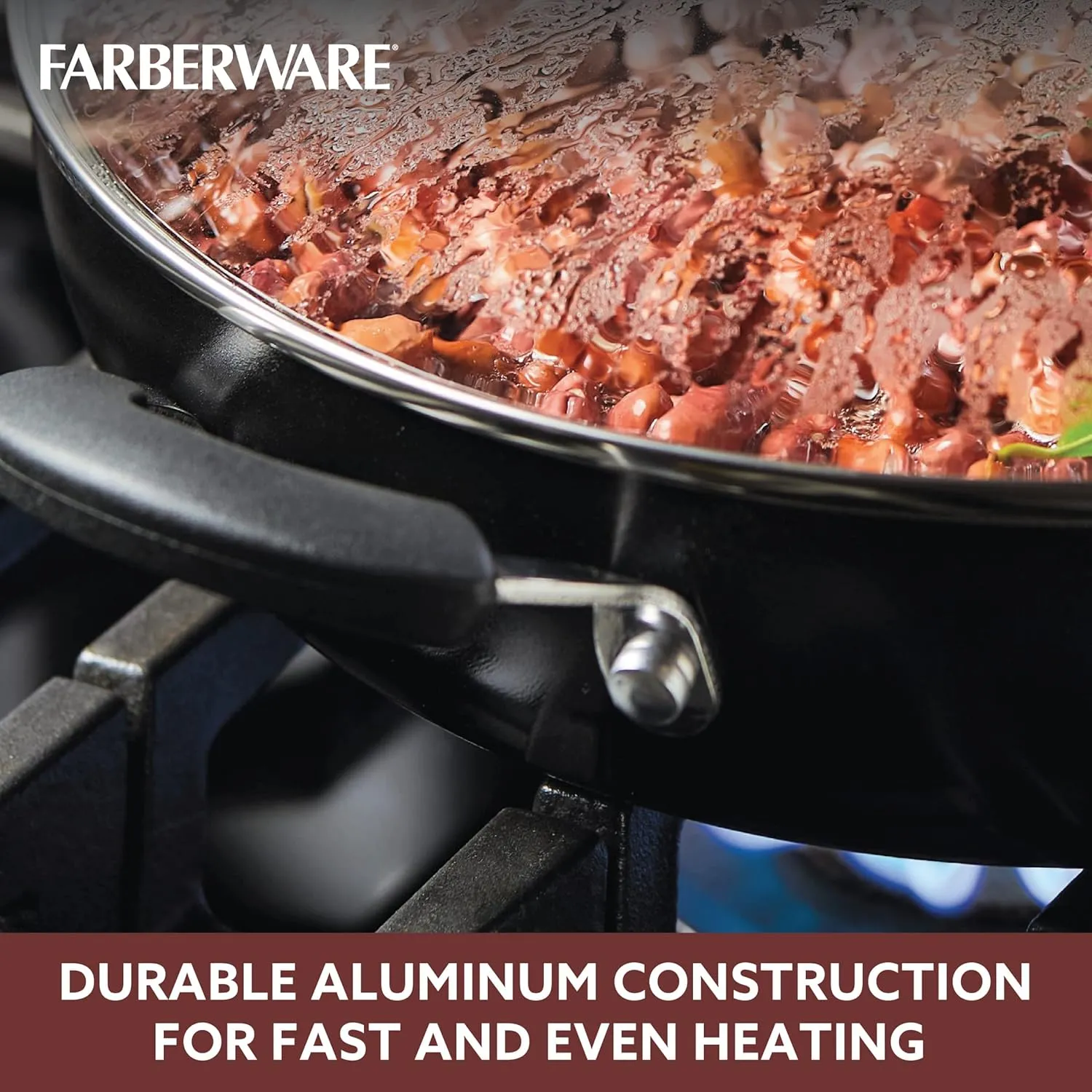 Farberware Smart Control Nonstick Frying/Skillet/Everything Pan with Lid and Side Handles, 11.25 Inch, Black