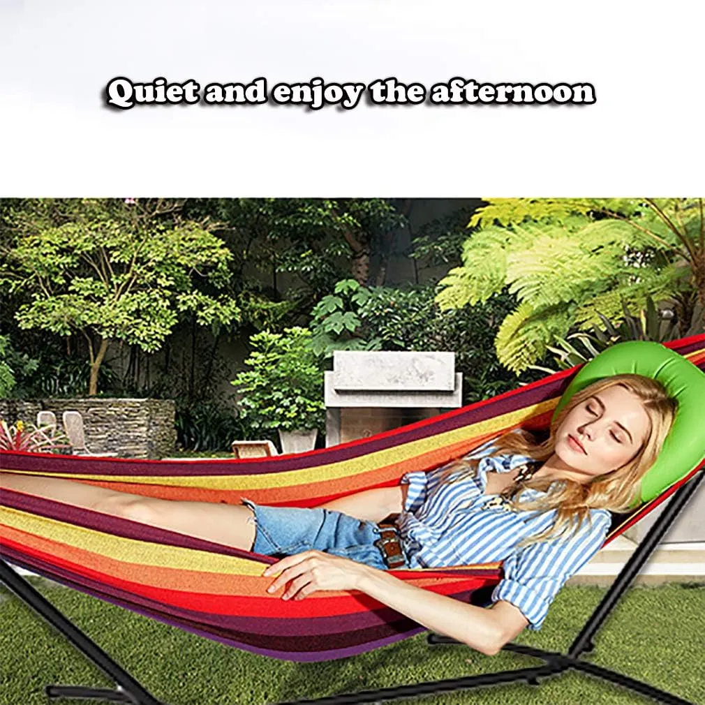 FDW Double Hammock Stands Portable Hammock Stand Heavy Duty Steel Stand for Outdoor Patio or Indoor (Red)