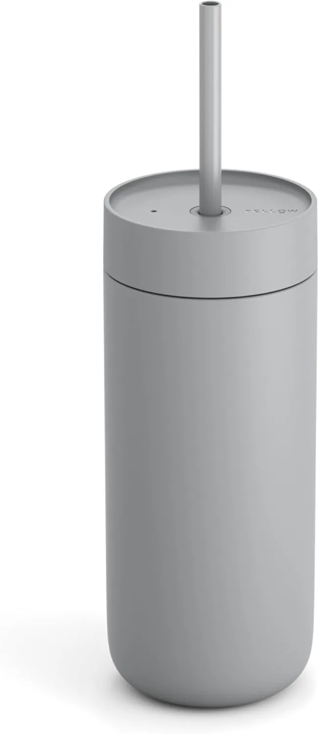 Fellow 20 oz Carter Cold Water Bottle for Water, Iced Tea, Coffee, Smoothies, Iced Coffee & more - Stainless Steel Vacuum-Insulated Iced Coffee tumbler with Spill Resistant lid and straw - Matte Grey