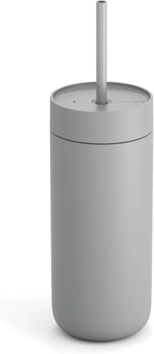 Fellow 20 oz Carter Cold Water Bottle for Water, Iced Tea, Coffee, Smoothies, Iced Coffee & more - Stainless Steel Vacuum-Insulated Iced Coffee tumbler with Spill Resistant lid and straw - Matte Grey