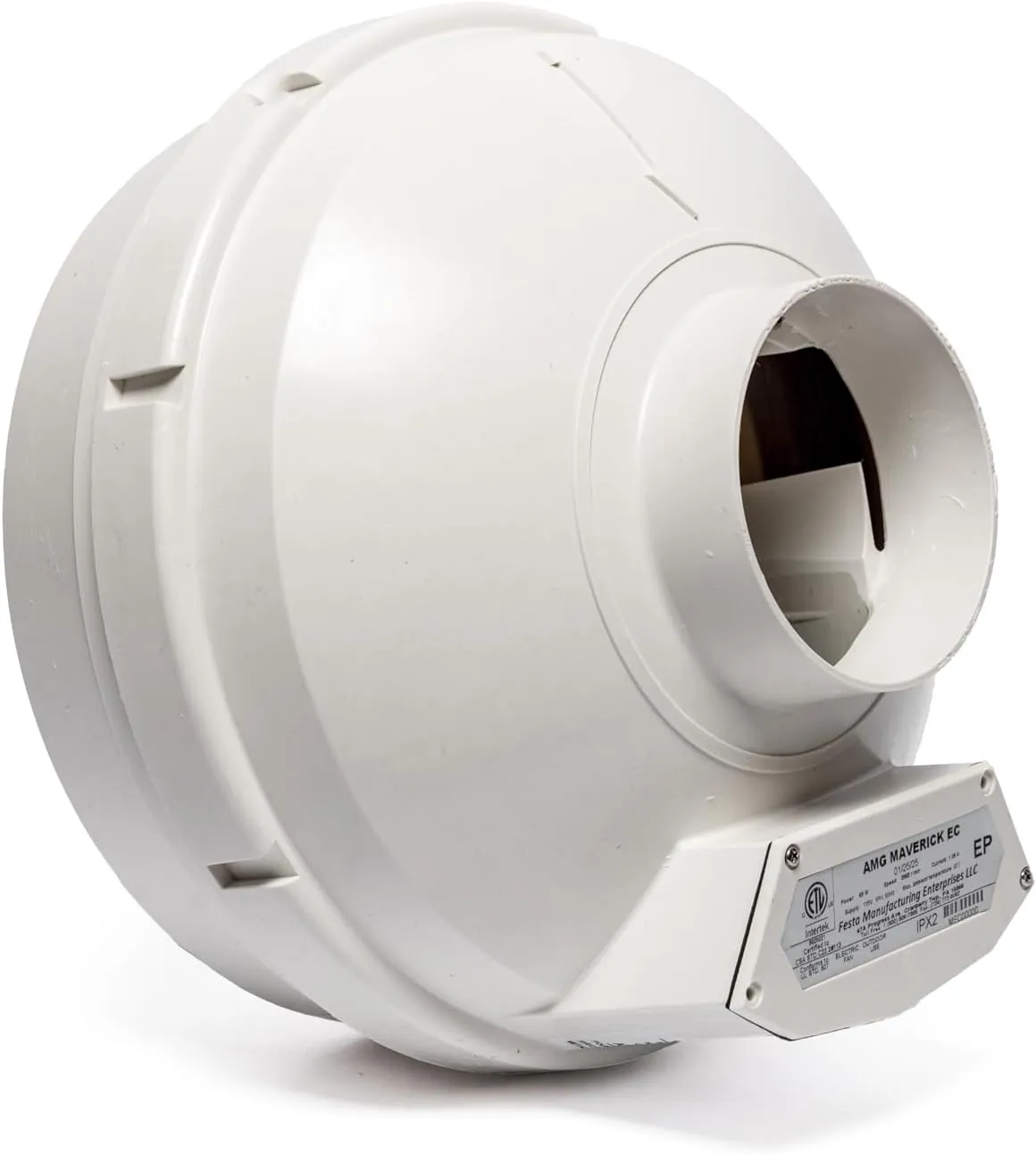 Festa AMG Maverick EC Radon Fan - Quiet and Energy Efficient Radon Mitigation Inline Fans - Electronically Commutated Motor- High Performance Inline 4" Duct Fan - 3" Installation Kit