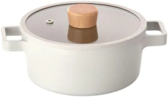 Fika NEOFLAM Mini Petit Pot for Stovetops and Induction | Wood knob and Glass Lid | Made in Korea (7 inch / 1.6qt)