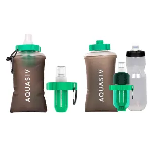 Filters with HFM & Carbon Filter Squeeze Bag & Bottle - Lightweight Personal Survival Water Filter - Reliable Camping & Hiking Water Filter - Emergency preparedness, Reusable