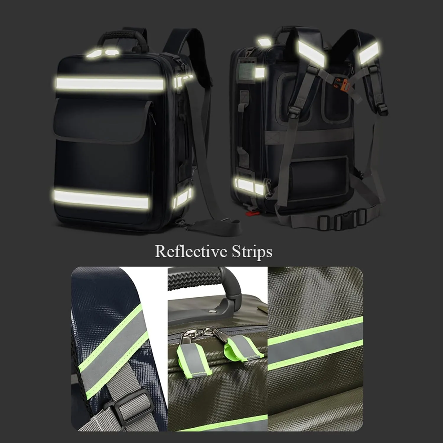 First Aid Bag Empty, First Responder Trauma Bags,Rolling Bag Trolley,First Aid Backpack Empty Trauma Bag for Camping,Hiking,Outdoor Travel(Red)