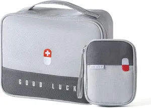 First Aid Bag Empty, Waterproof Emergency Medic Trauma Bag, Medicine Bag For Traveling ,Home Hiking Camping Car Office(Large and Small,Grey)