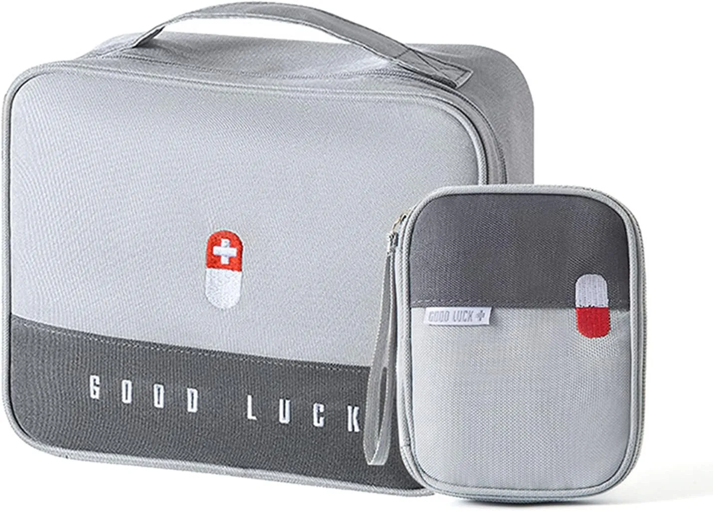 First Aid Bag Empty, Waterproof Emergency Medic Trauma Bag, Medicine Bag For Traveling ,Home Hiking Camping Car Office(Large and Small,Grey)