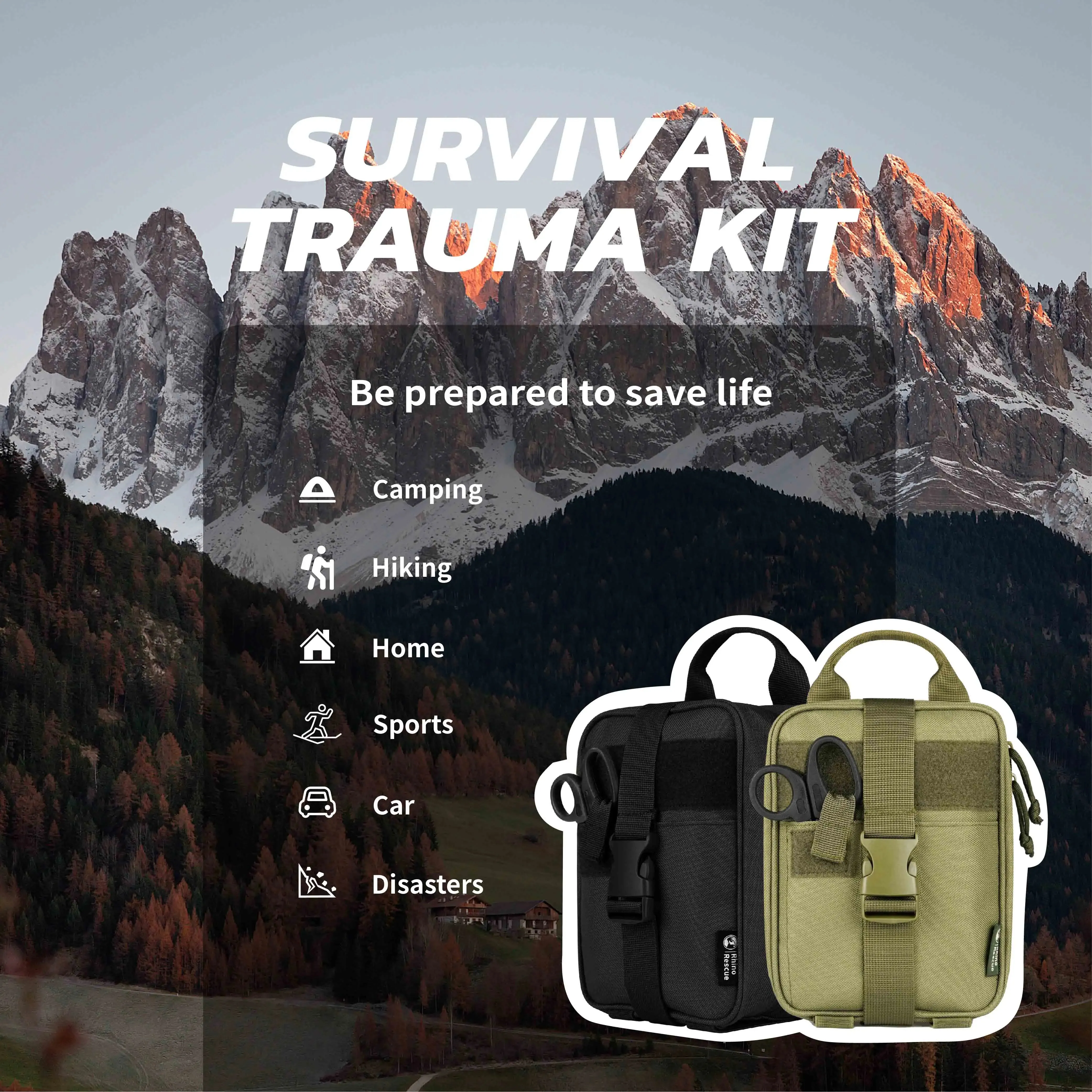 First Aid Kit (Hiking, Hunting, Camping - IFAK SOS Emergency Trauma Kit)