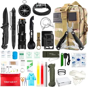 First Aid Kit Outdoor Gear Emergency Kits Trauma Bag for Camping, Hiking Home Car Earthquake and Adventures (Tan)