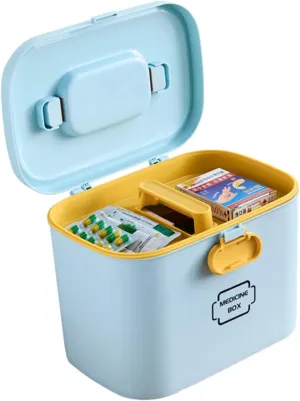 First Aid Medicine Storage Organizer Portable Medicine Kit Box with Handle 7 Compartment Case
