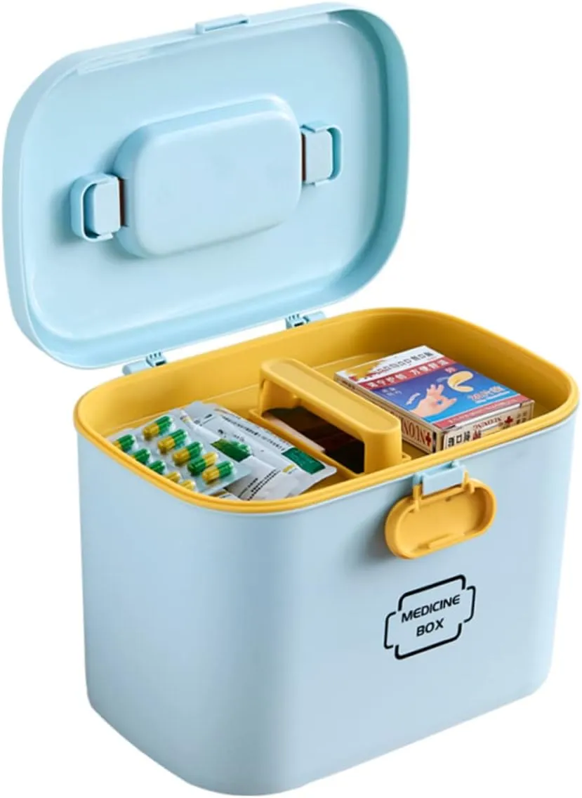 First Aid Medicine Storage Organizer Portable Pillbox Organizer Box Smooth Material Easy to Carry