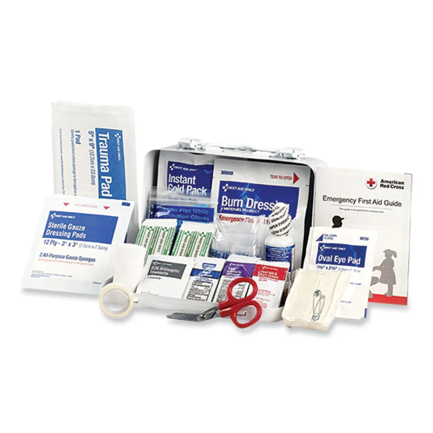 First Aid Only™ ANSI 2021 First Aid Kit for 10 People, 76 Pieces, Metal Case