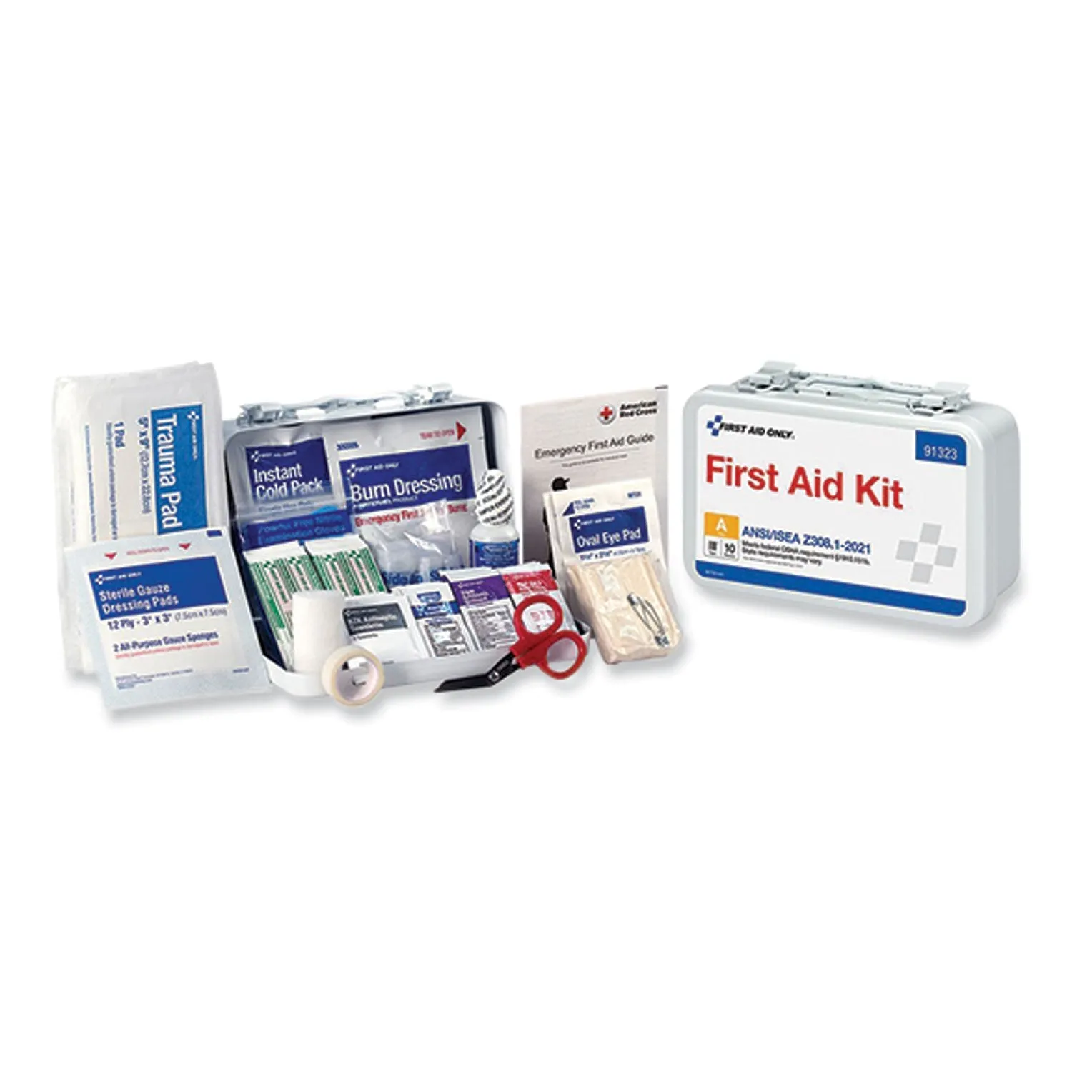 First Aid Only™ ANSI 2021 First Aid Kit for 10 People, 76 Pieces, Metal Case