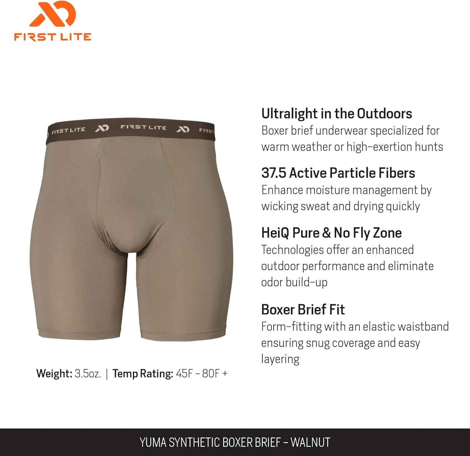 First Lite Men's Yuma Synthetic Boxer Brief - Ultralight Breathable Underwear