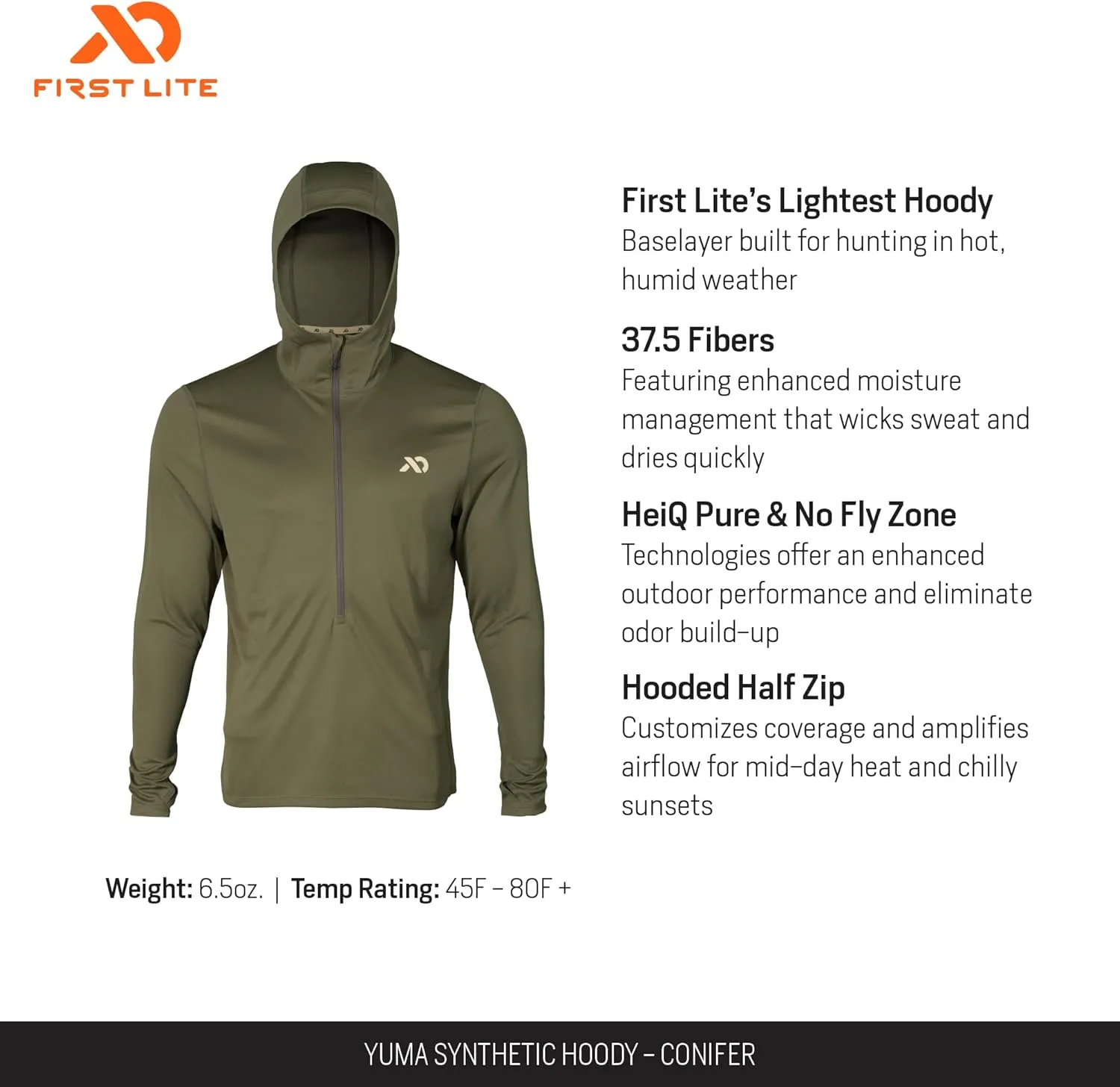 First Lite Men's Yuma Synthetic Hoody - Breathable Ultralight Camo Hunting Baselayer