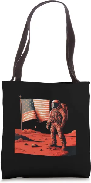 First Man on red Sphere Tote Bag