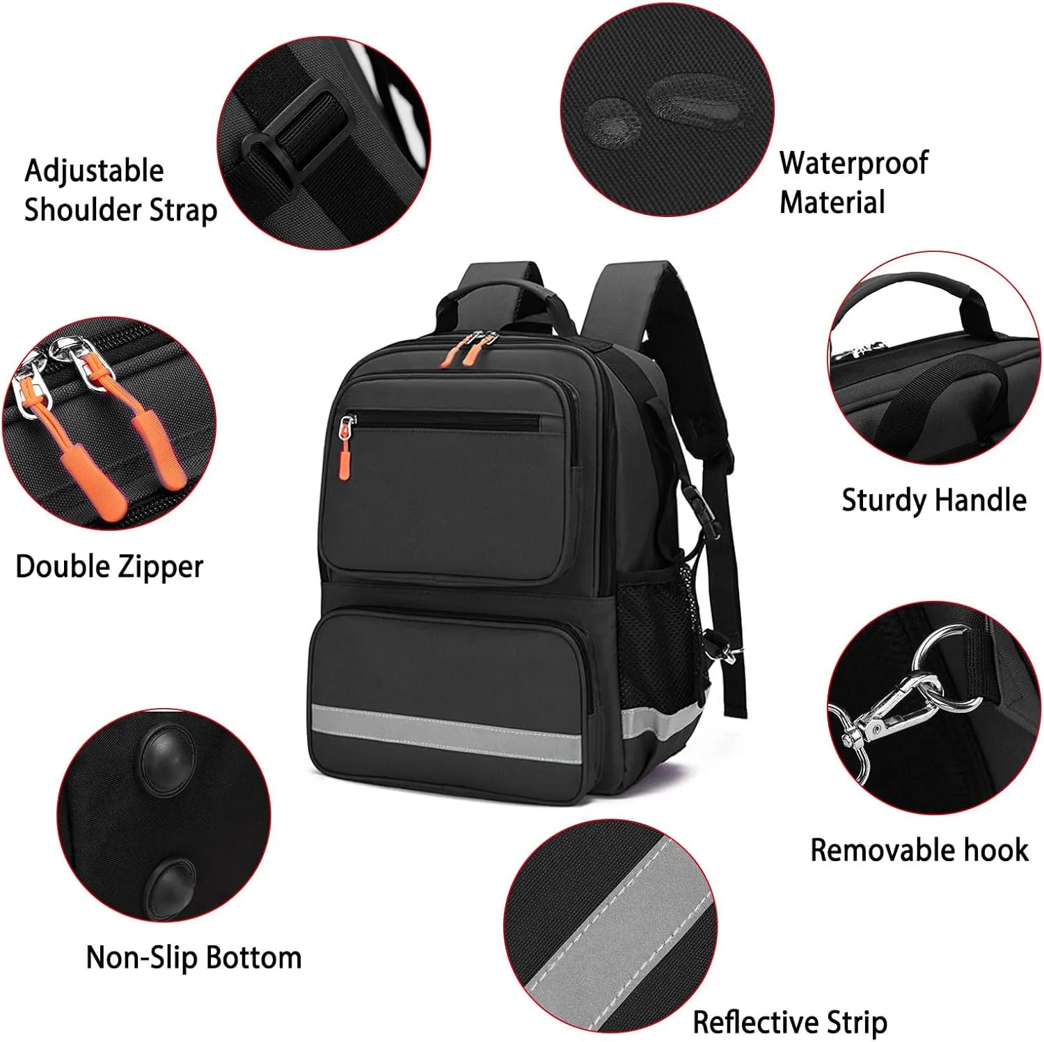 First Responder Bag Medical Backpack Empty,Trauma Backpack with Reflective,Medical Emergency Kits for Outdoor Travel Camping,Bag Only(Black)