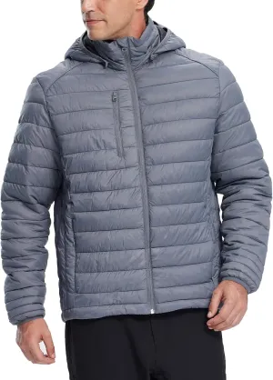 fit space Men's Insulated Synthetic Down Puffer Jacket Winter Warm Coat Quilted Water Resistant Packable Hiking Camping