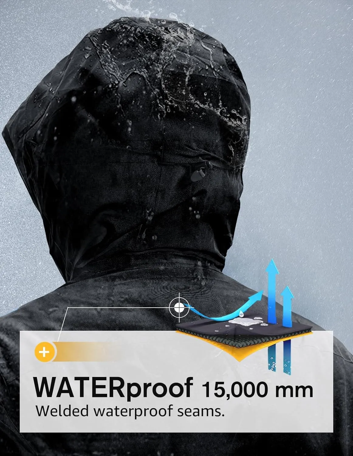 fit space Men's Ski Jacket Waterproof Winter Snow Rain Coat Alpine Windbreaker Insulated Hooded