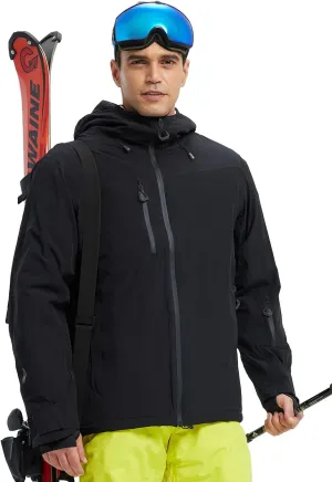 fit space Men's Ski Jacket Waterproof Winter Snow Rain Coat Alpine Windbreaker Insulated Hooded