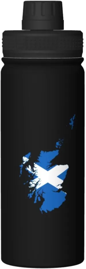 Flag Map of Scotland Water Bottle 18OZ Stainless Steel Insulated Water Bottles With Spout Lid Sports Keep Cold and Hot Water Bottle For Biking Hiking