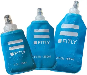 FLASKS Combo – 3 Soft Flasksfor Hydration While Running Hiking Cycling Climbing - Collapsible Water Bottles (5-8.5 - 13.5 oz, 150-250 - 400 ml)