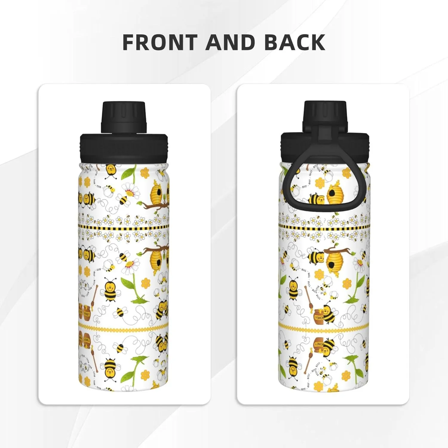 Flying Bees Daisy Honey 18oz Sports Insulated Bottle For Outdoor Activities,Your Ideal Companion Staying Hydrated